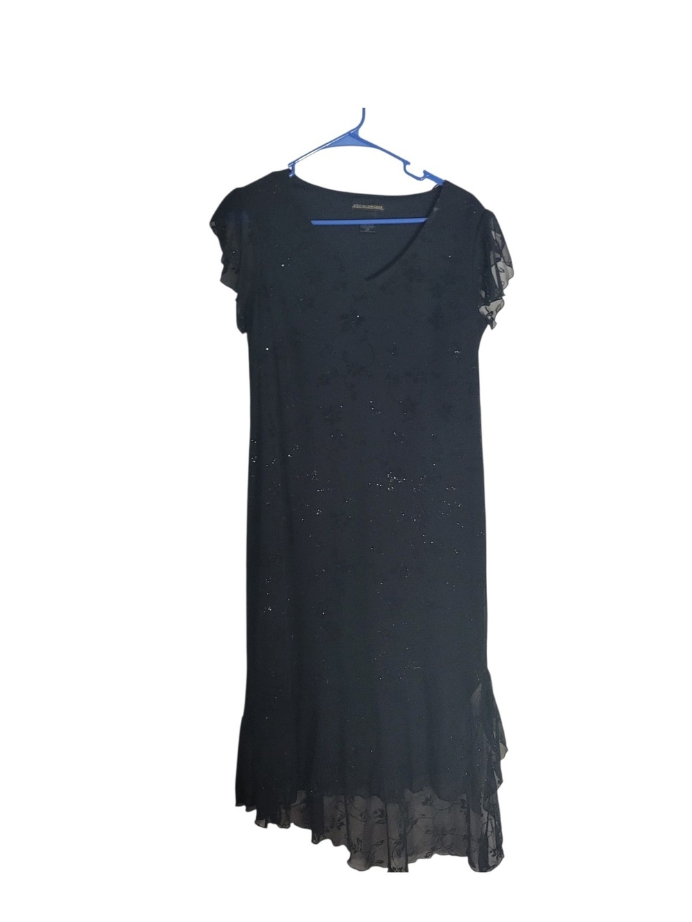 Black Asymmetrical Evening Dress with Sheer Detail